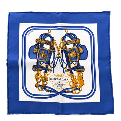 Hermes Silk Brides de Gala Nano Scarf 20 Bleu Vif White Or 1 of 4