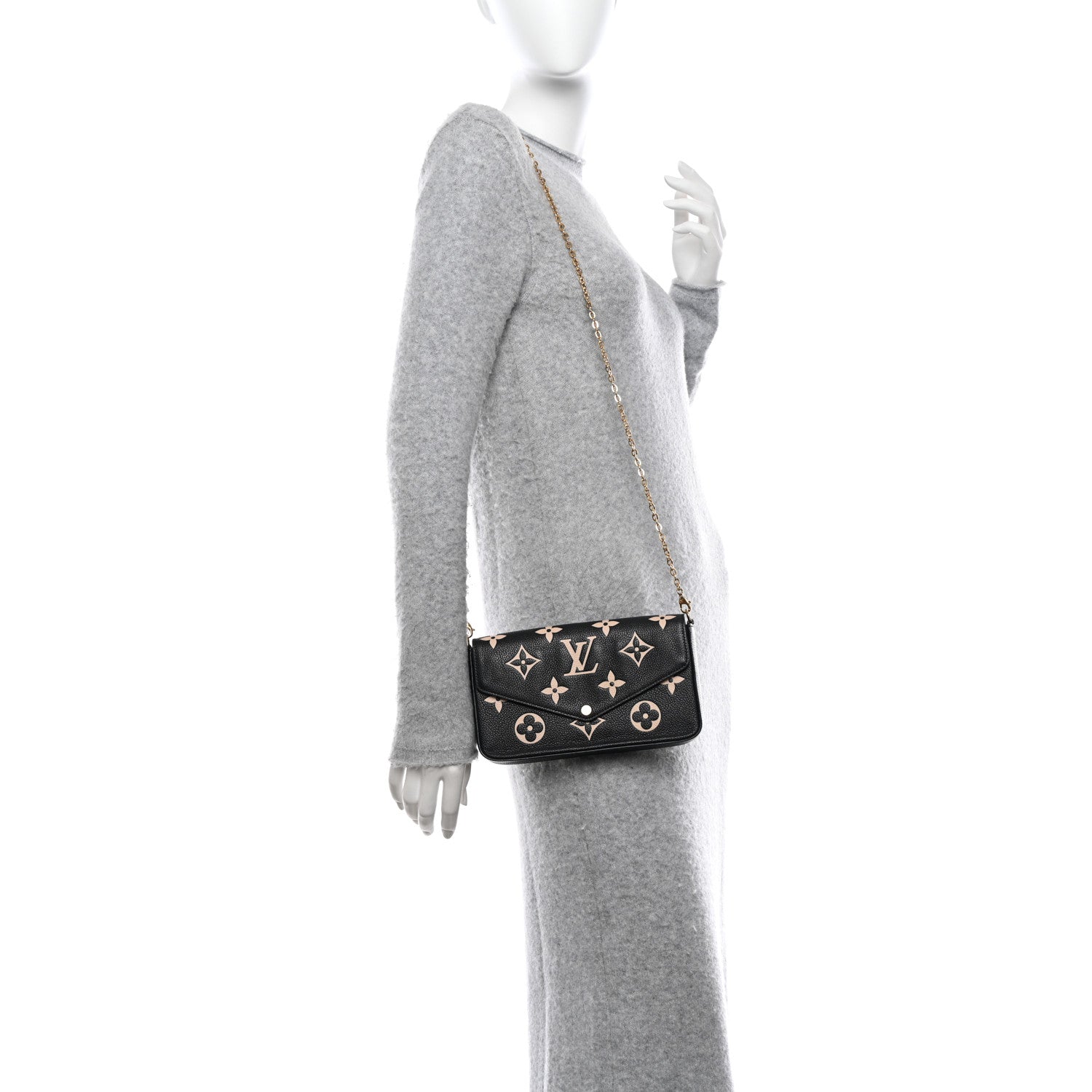 Louis Vuitton Empreinte Monogram Giant Felicie Pochette Black Beige 2 of 11
