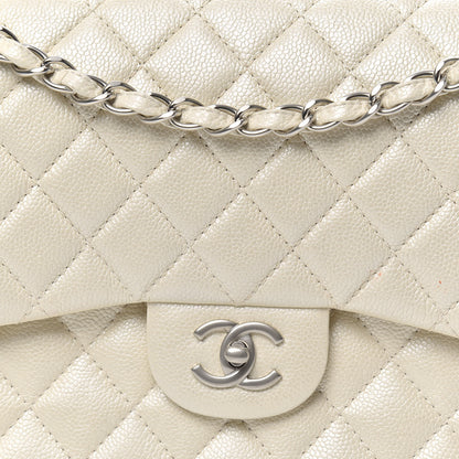 Chanel Pearly Caviar Quilted Jumbo Double Flap Dark White 12 of 13