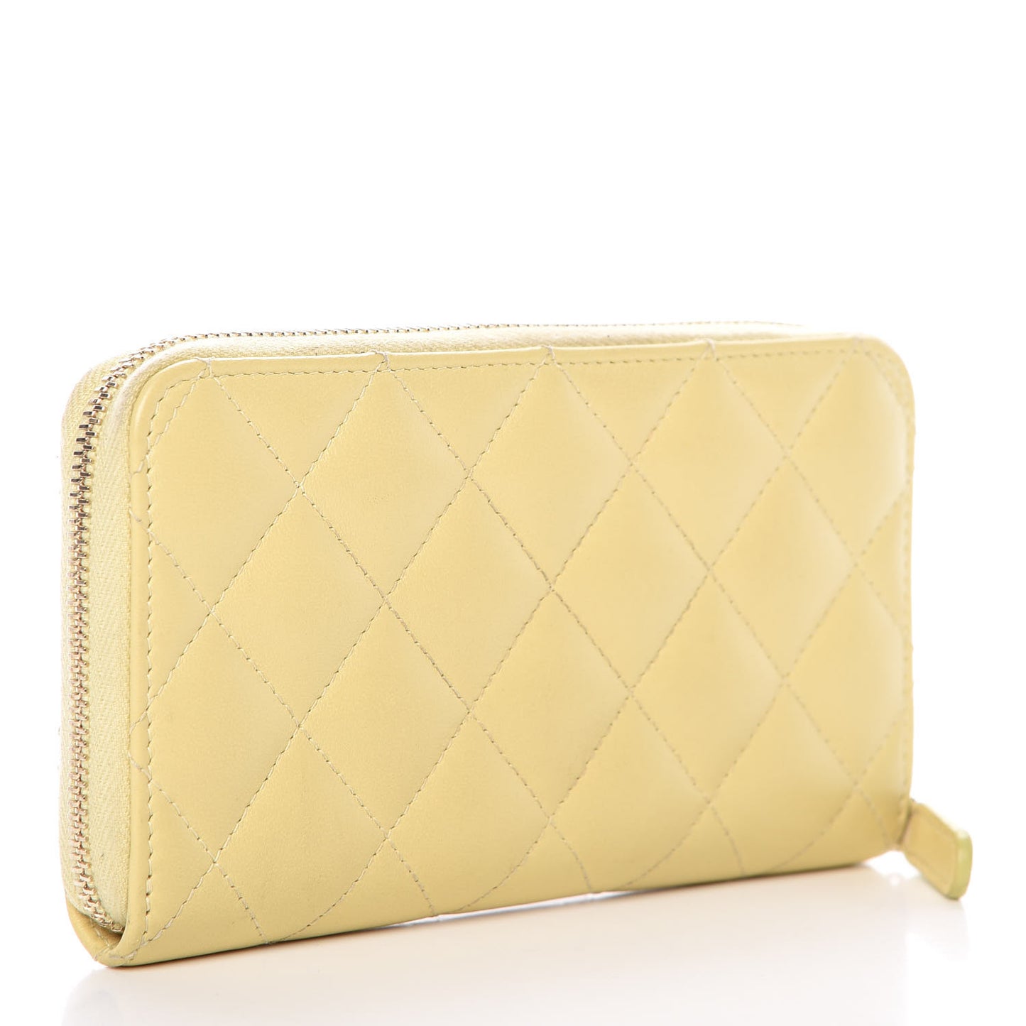 Lambskin Quilted Small Zip Around Wallet Yellow