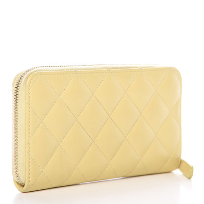 Chanel Lambskin Quilted Small Zip Around Wallet Yellow 3 of 13