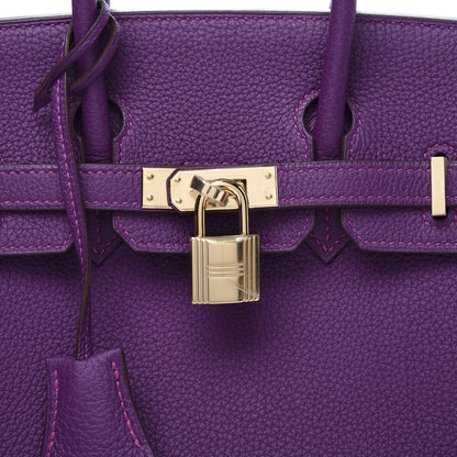 Hermes Togo Horseshoe Birkin 25 Anemone Rose Poupre 17 of 18