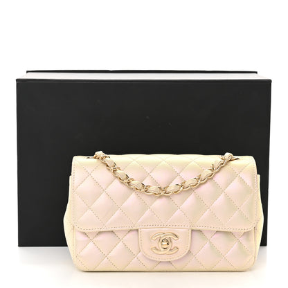 Chanel Iridescent Lambskin Quilted Mini Rectangular Flap Ivory 13 of 13