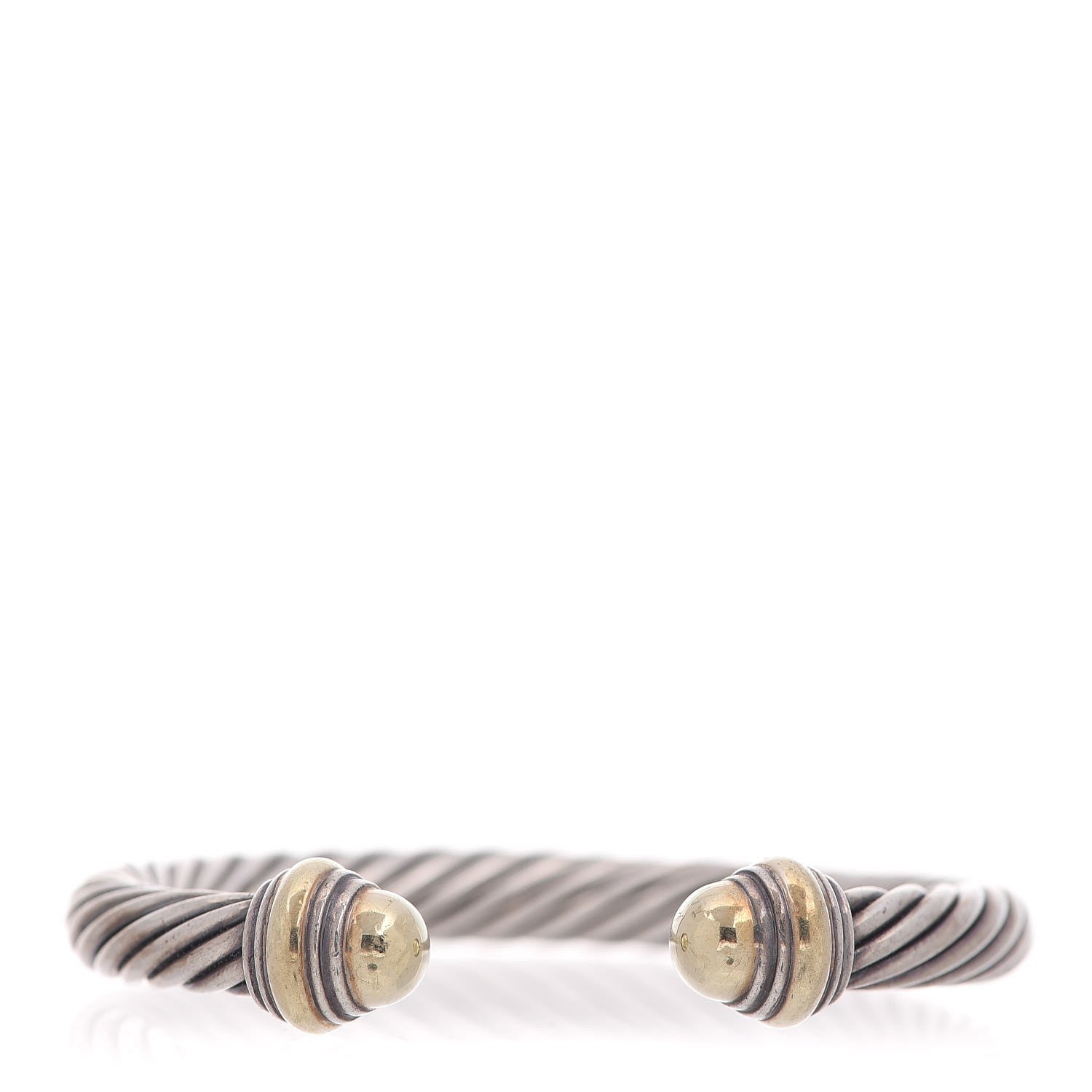 David Yurman Sterling Silver 14K Yellow Gold 7mm Cable Classics Bracelet 1 of 5