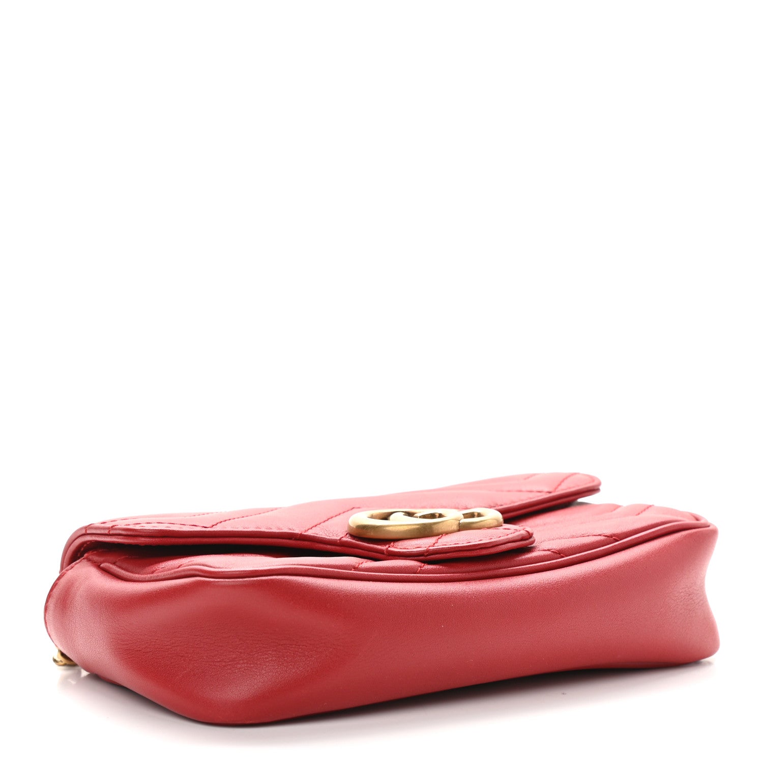 Gucci Calfskin Matelasse Super Mini GG Marmont Shoulder Bag Hibiscus Red 4 of 9
