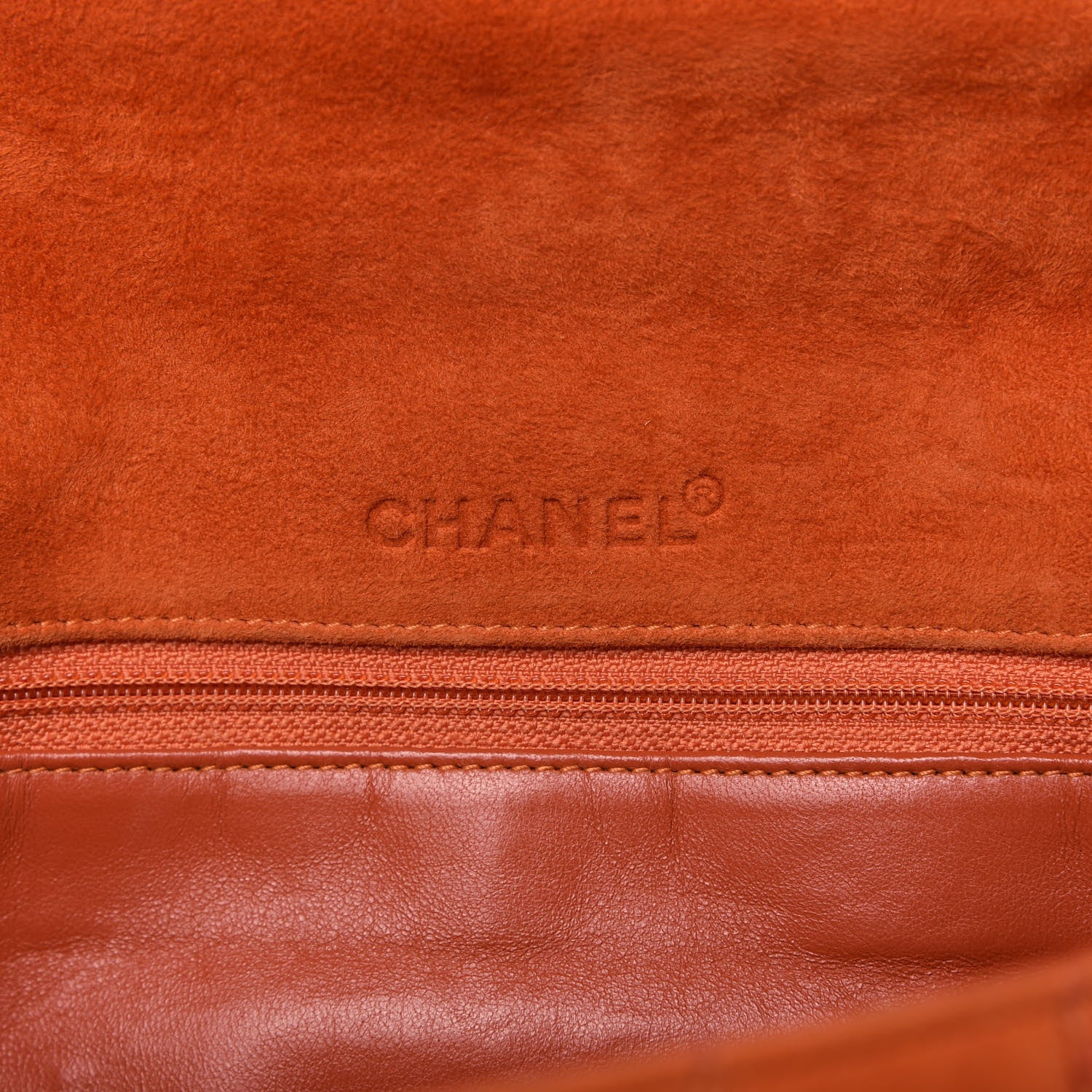 Chanel Suede Square Quilted Flap Orange 8 of 11