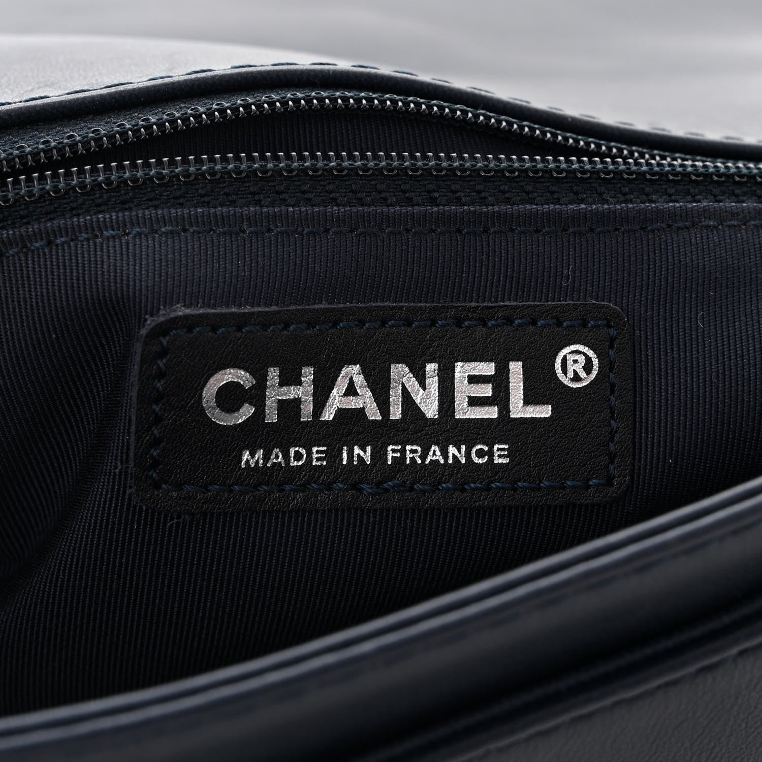 Chanel Lambskin Denim Tweed Medium Enchained Boy Flap Navy Blue 6 of 12