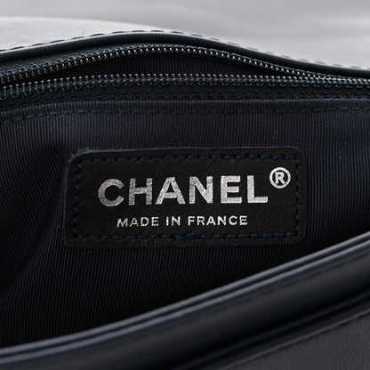 Chanel Lambskin Denim Tweed Medium Enchained Boy Flap Navy Blue 6 of 12