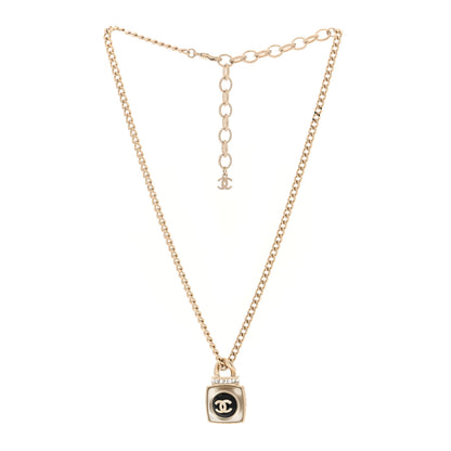 Chanel Crystal Resin CC Perfume Bottle Necklace Gold 3 of 4