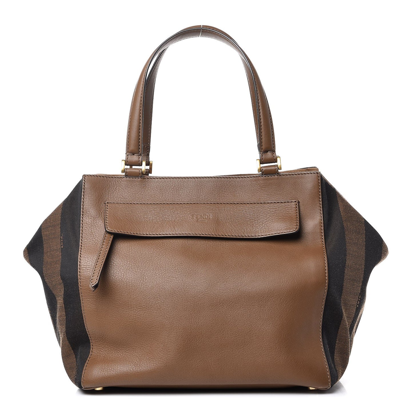 Pequin Vitello Magnetic Top Satchel Tobacco Foresta