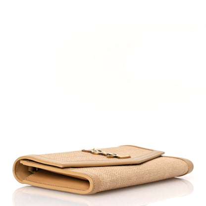 Saint Laurent Micro Raffia Monogram Uptown Chain Wallet Natural Hay Blush 4 of 14