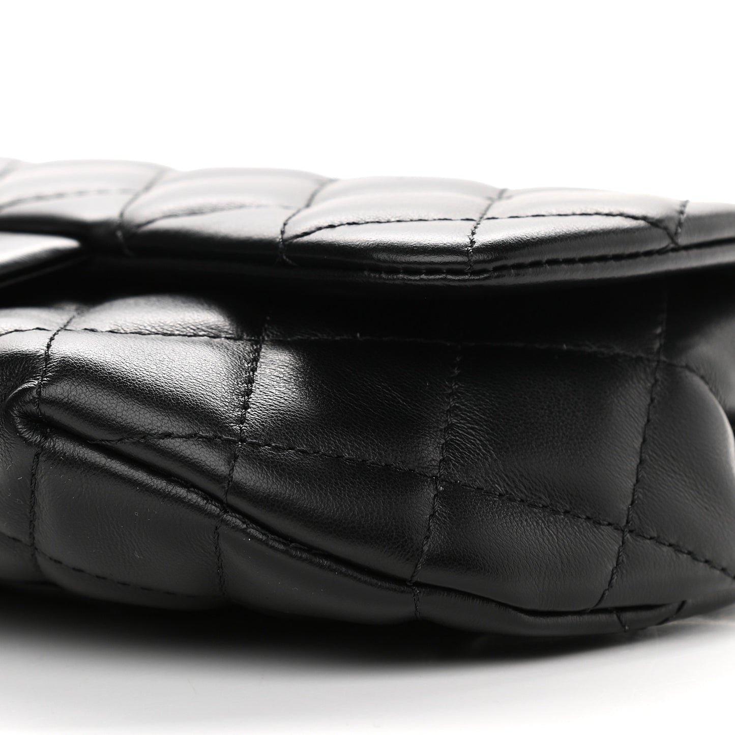 Calfskin Quilted CC Uniform Flap Belt Bag Black