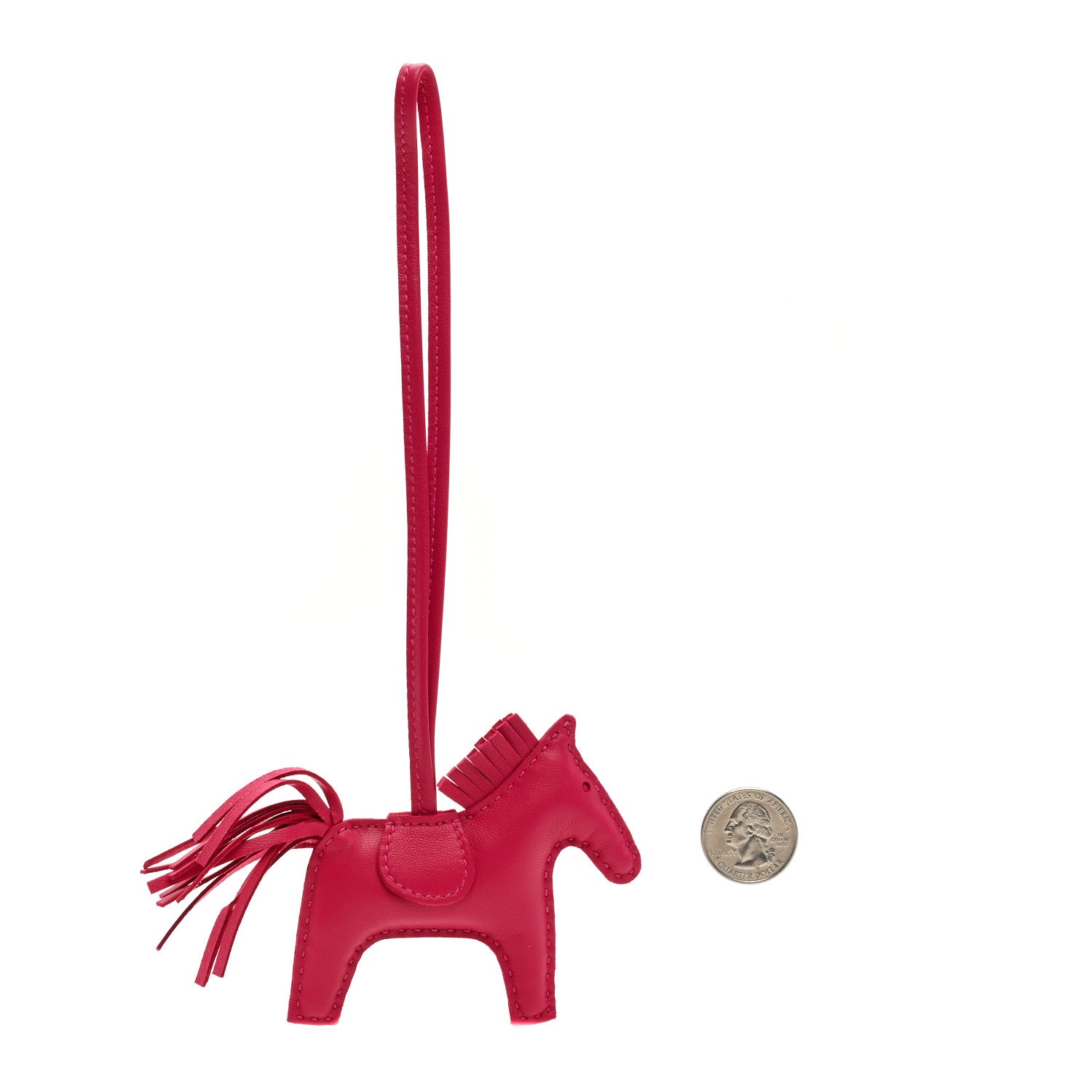Hermes Milo Lambskin Grigri Rodeo Horse Bag Charm PM Rose Mexico 2 of 3