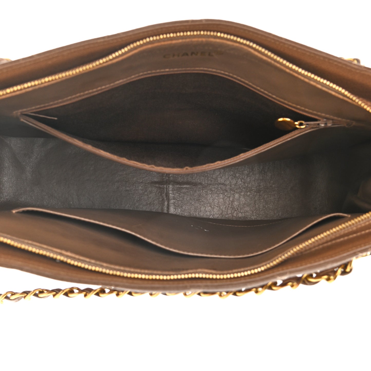 Caviar Quilted Sun Medallion Shoulder Bag Brown