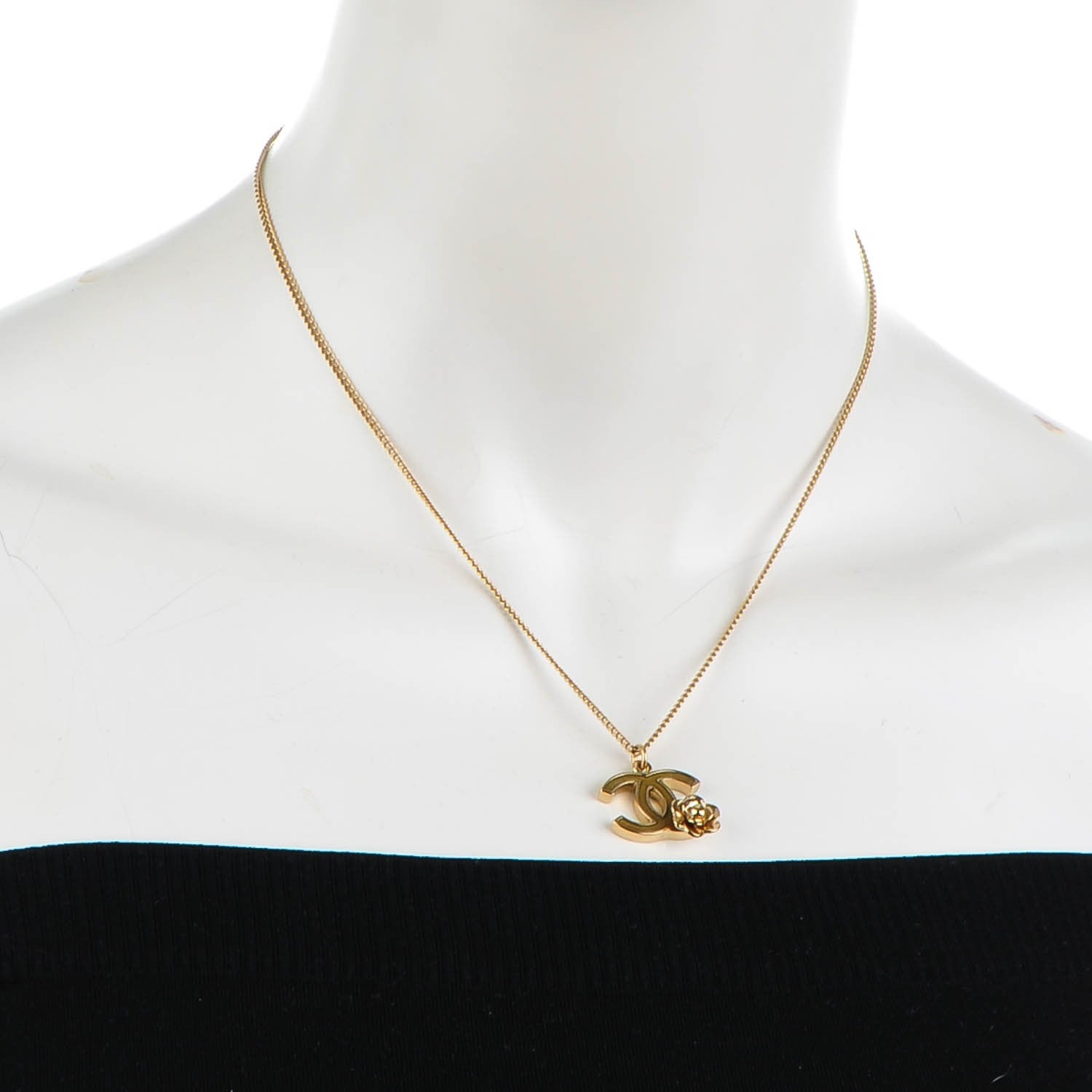 Chanel Enamel CC Camellia Necklace Gold 2 of 5