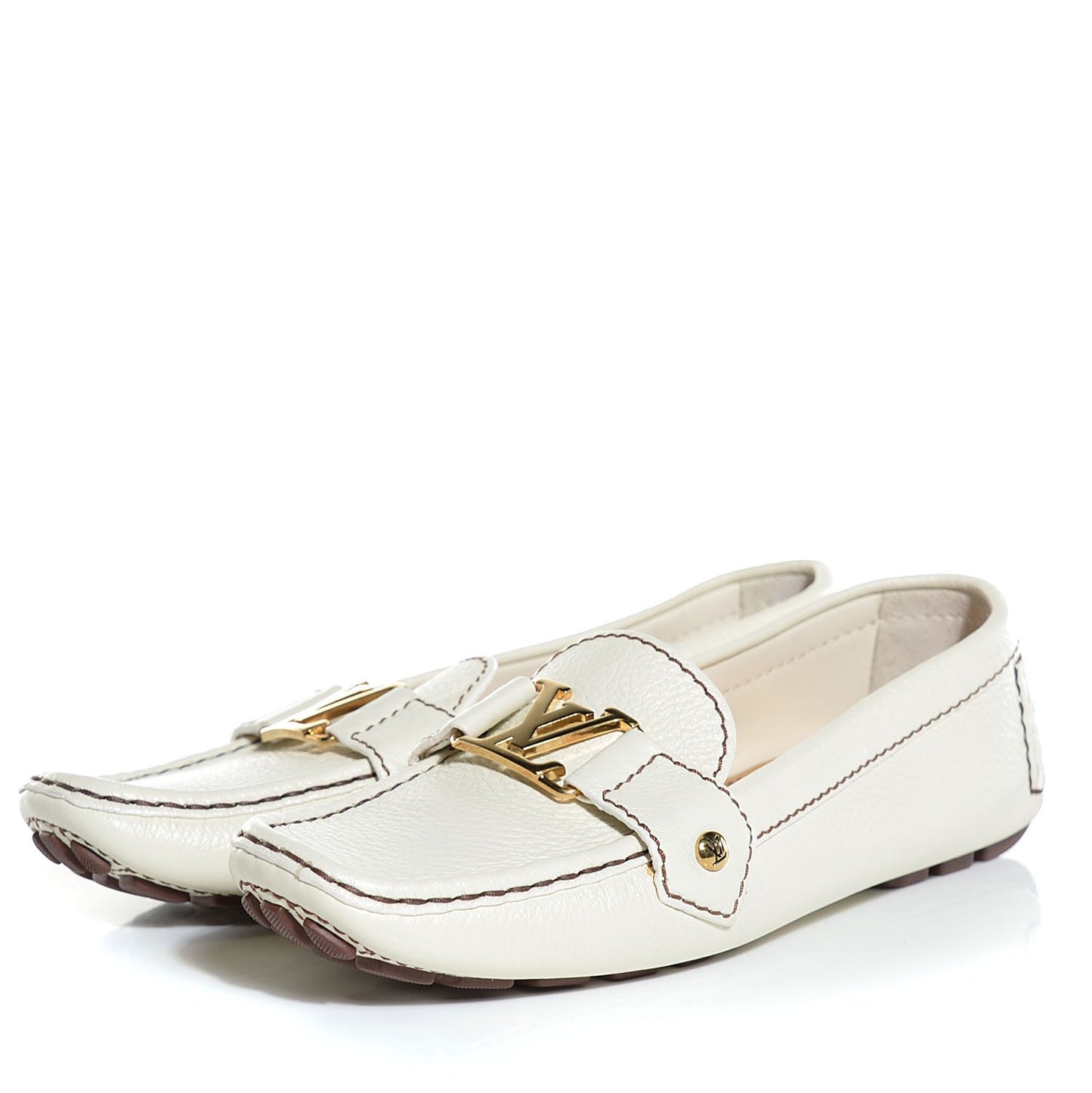 Grained Calfskin Oxford Loafers 36.5 6.5 White