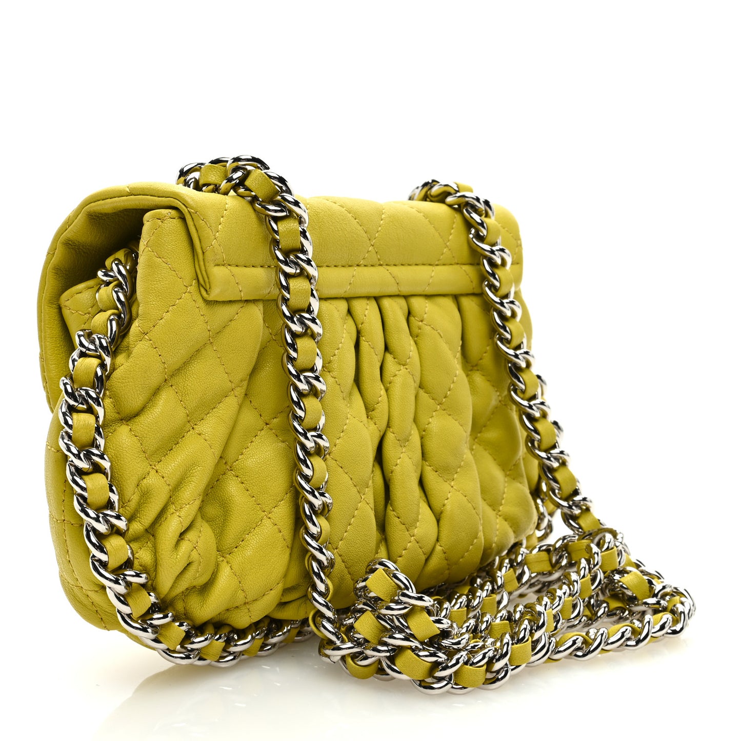 Washed Lambskin Quilted Mini Chain Around Flap Yellow