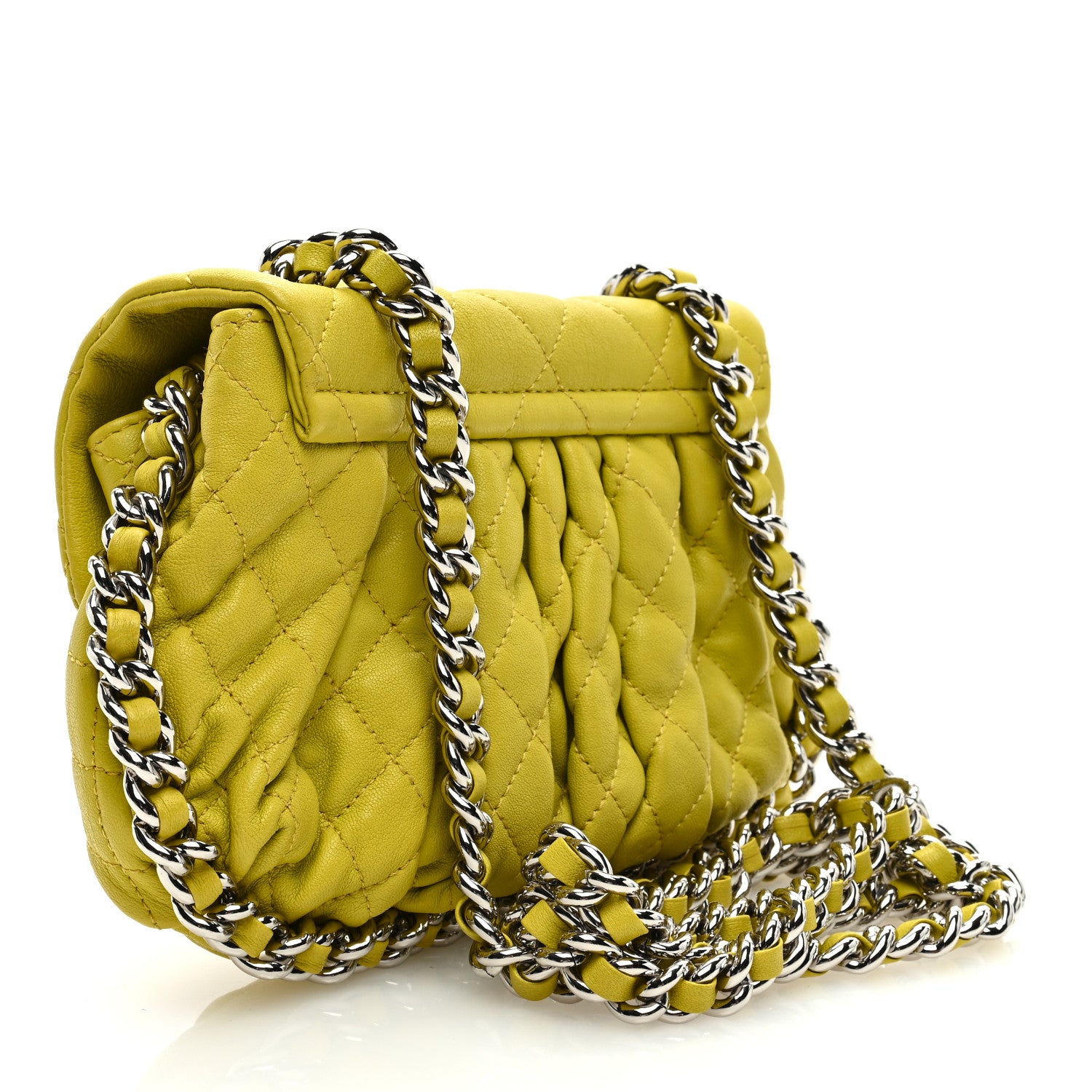 Chanel Washed Lambskin Quilted Mini Chain Around Flap Yellow 3 of 10