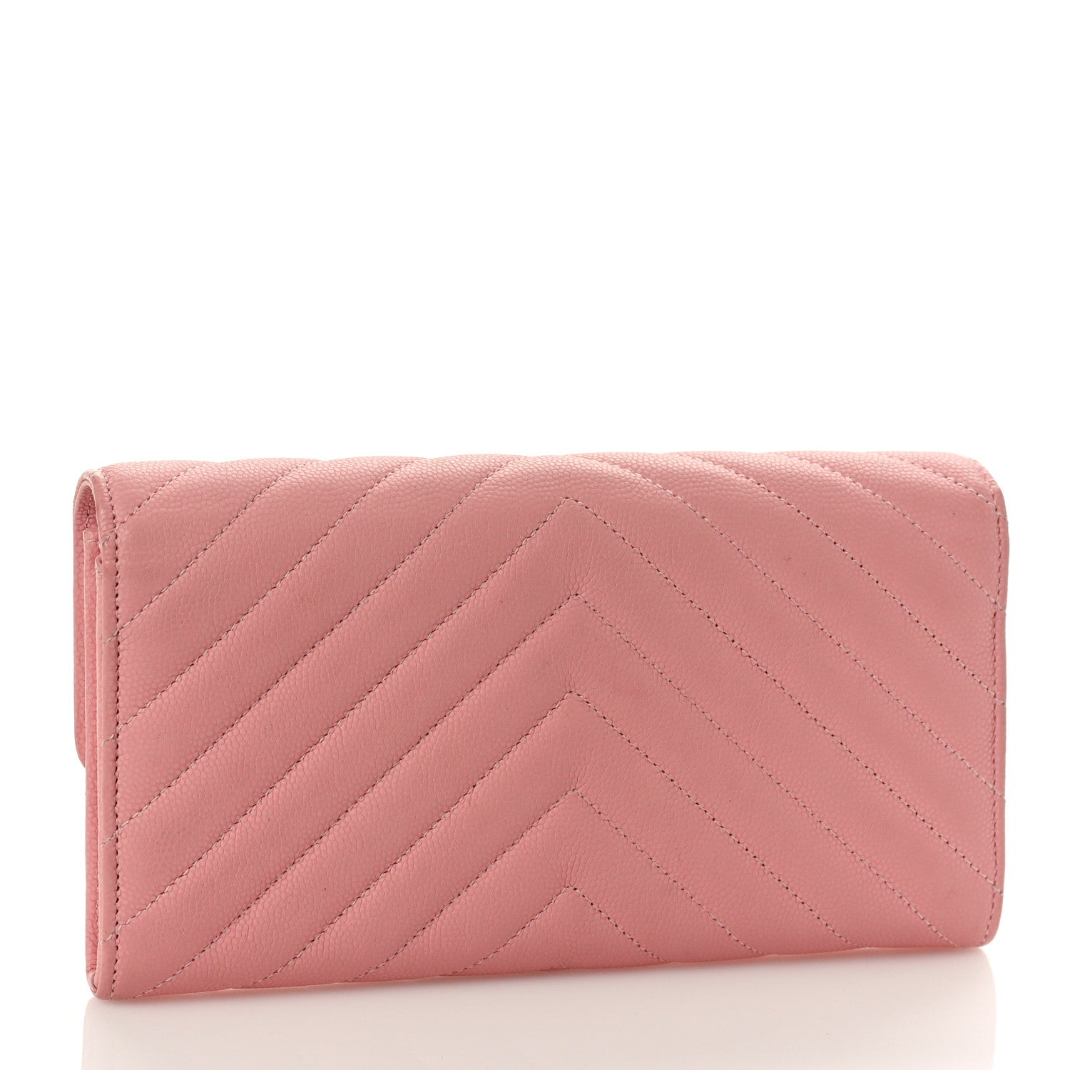 Chanel Caviar Chevron Quilted Large Gusset Flap Wallet Pink 3 of 9