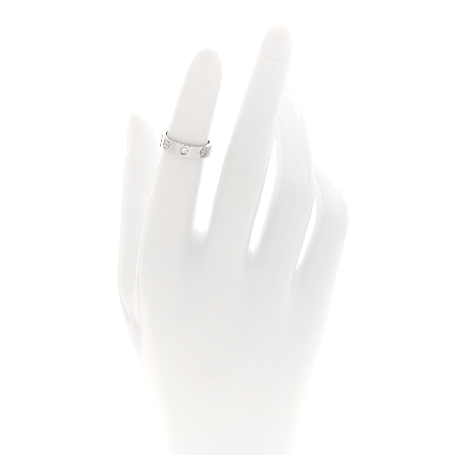 Cartier 18K White Gold Diamond 4mm LOVE Wedding Band Ring 45 3.25 2 of 4