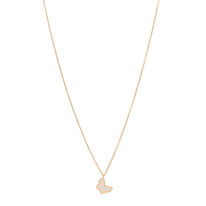 Van Cleef & Arpels VAN CLEEF & ARPELS 18K Yellow Gold Mother of Pearl Sweet Alhambra Butterfly Pendant Necklace 1 of 6