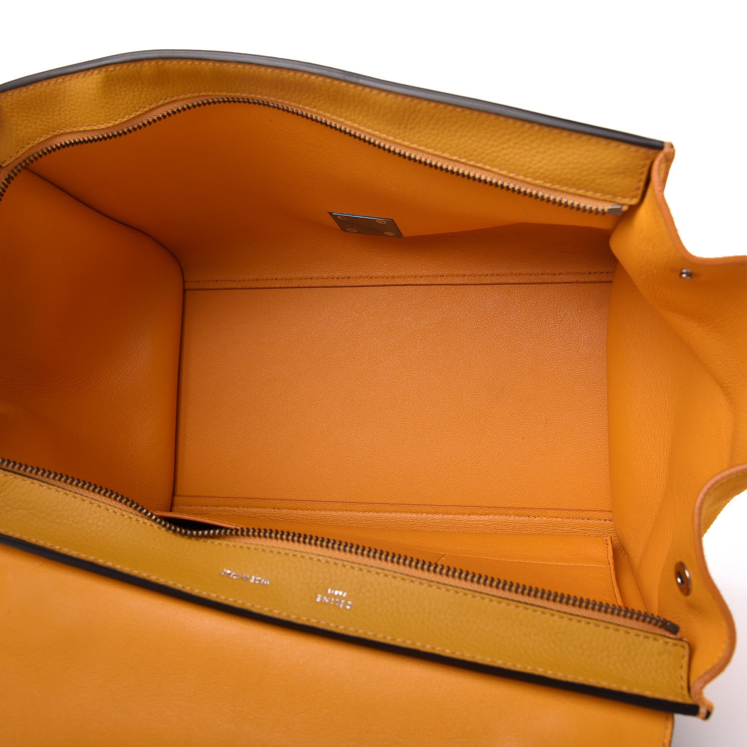 Celine Drummed Calfskin Suede Medium Trapeze Ocre 5 of 10