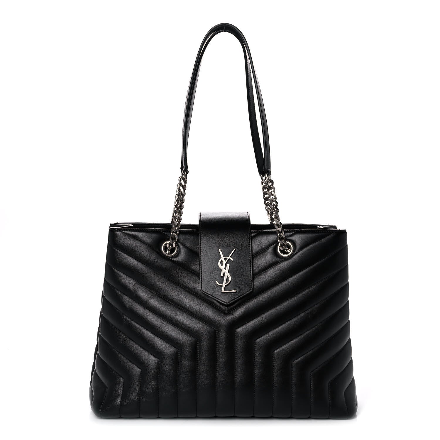 Saint Laurent Calfskin Y Quilted Monogram Large Loulou Shopper Black 1 of 13