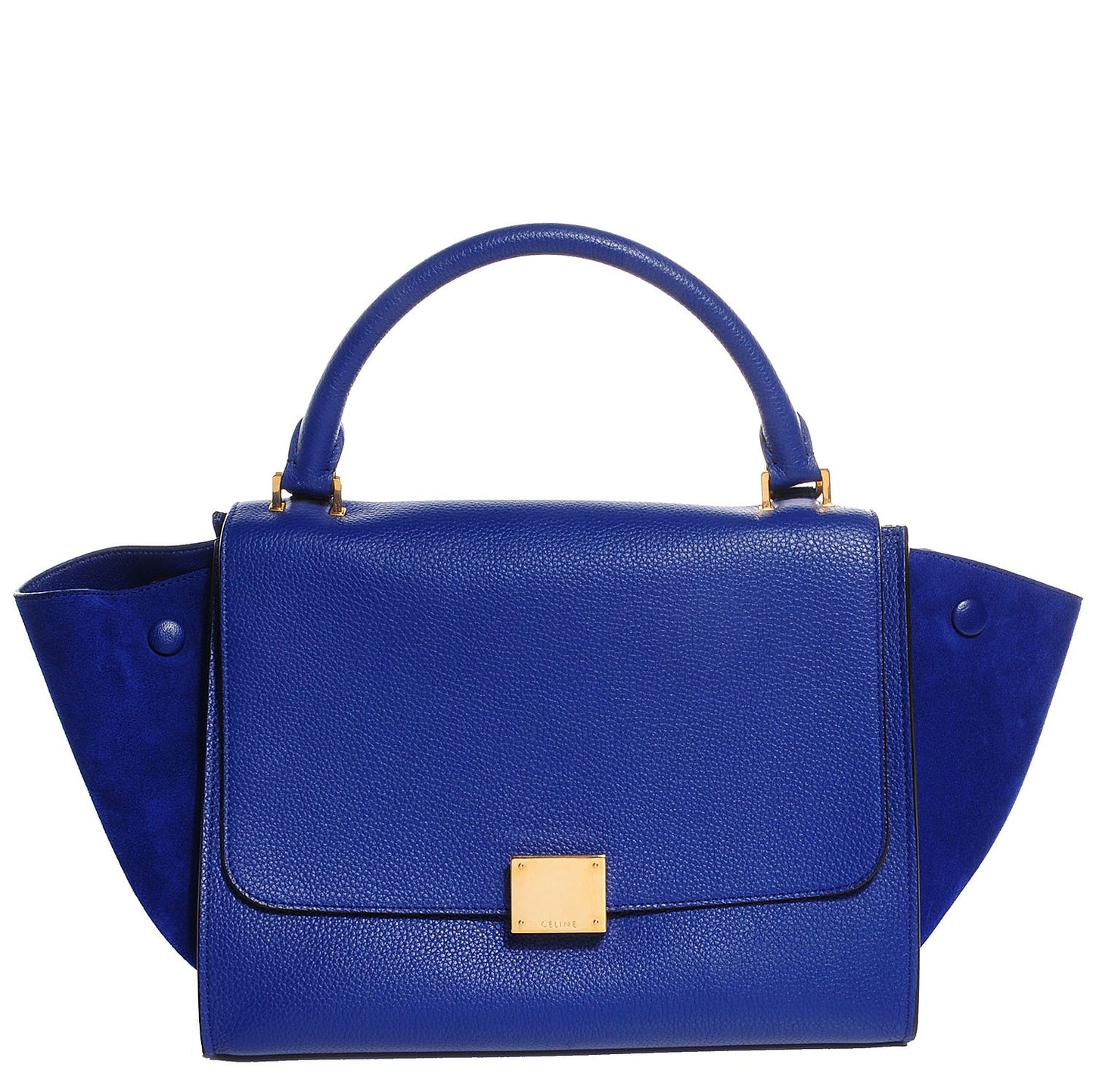 Drummed Calfskin Suede Small Trapeze Indigo