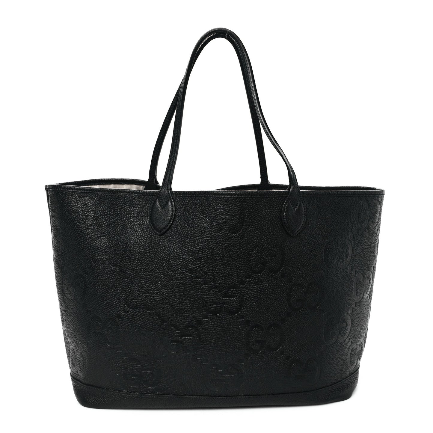 Monogram Jumbo GG Calfskin Web Large Shopping Tote Black