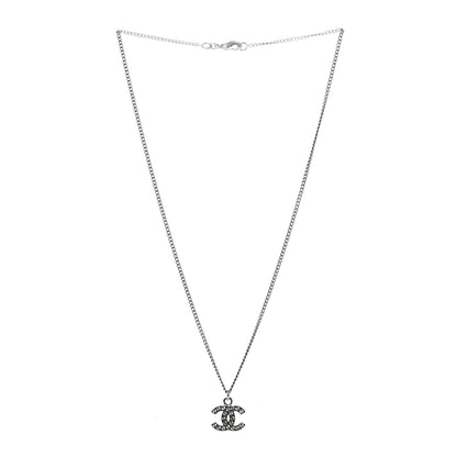 Chanel Crystal Timeless CC Necklace Silver 3 of 5