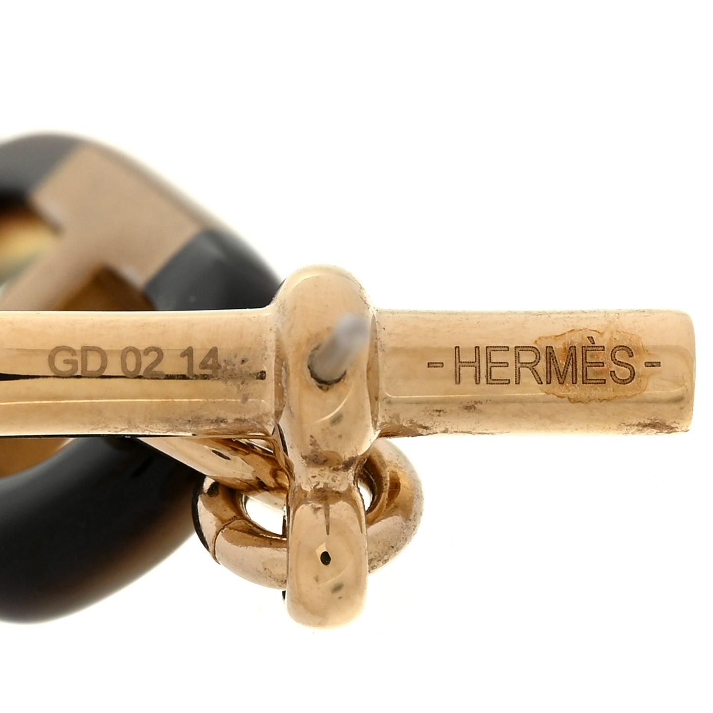 Lacquered Horn Permabrass Small Sur Mer Drop Earrings Gold Black