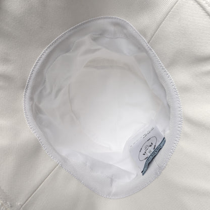 Prada Drill Nylon Triangle Logo Embroidered Womens Wide Brim Hat M White 7 of 8