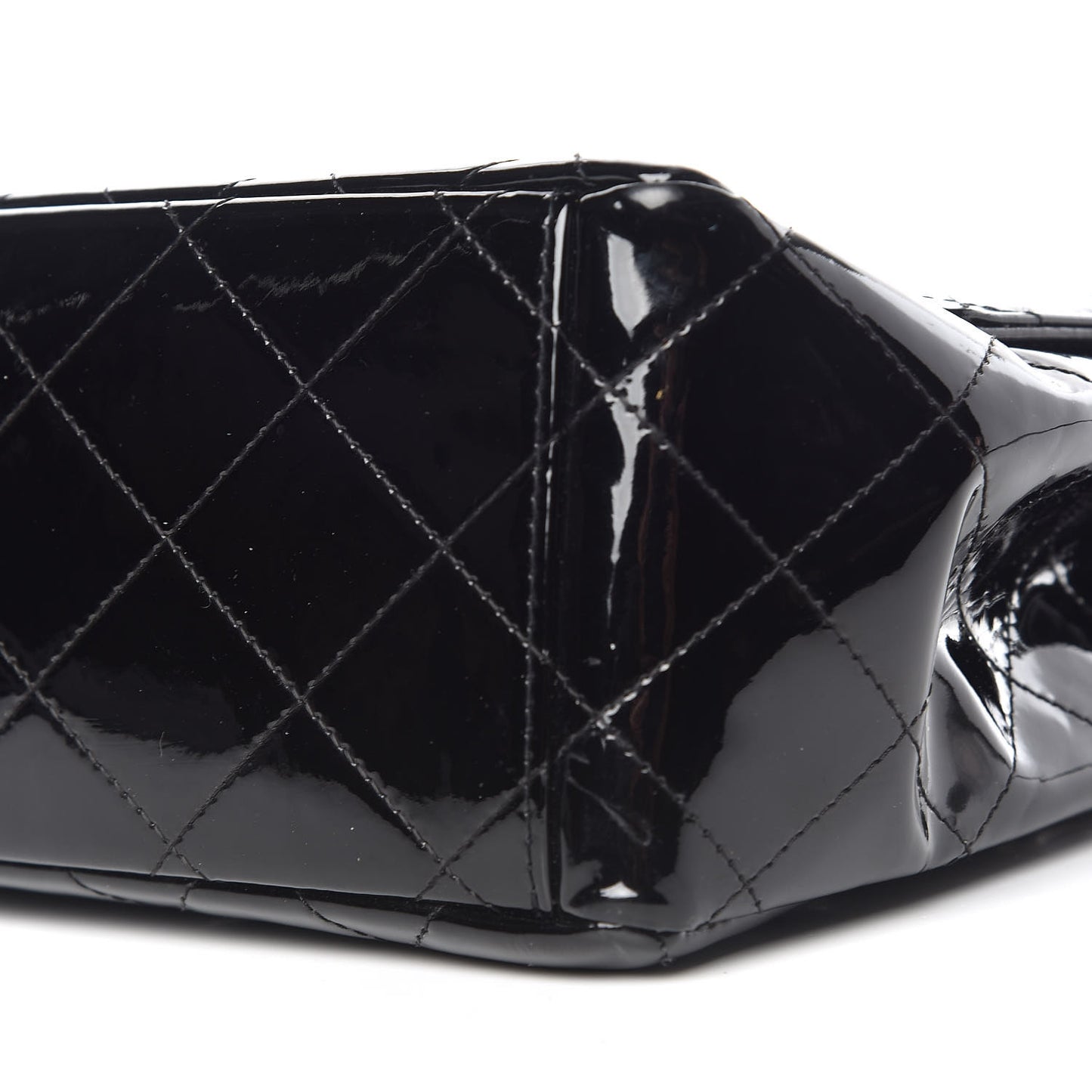 Patent Quilted Maxi Single Flap Black