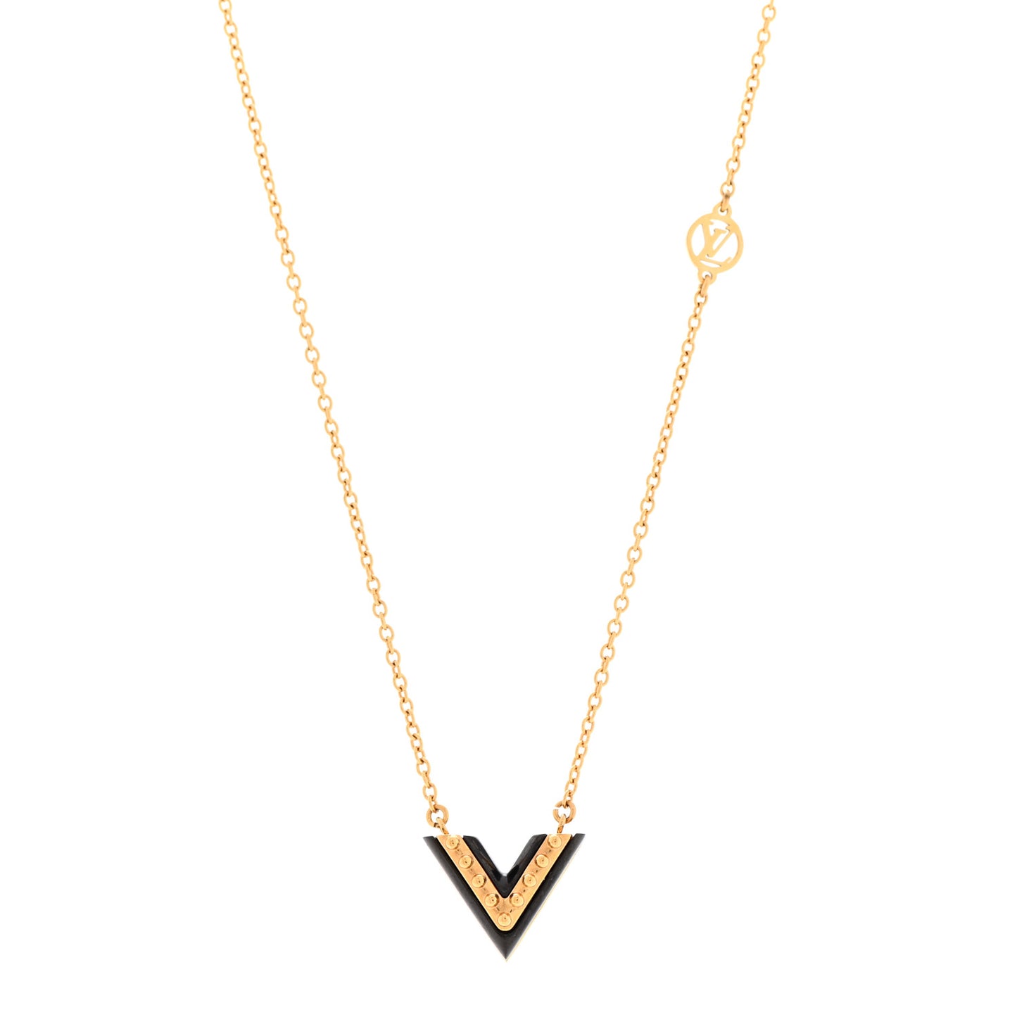 Essential Studded V Necklace Gold Black