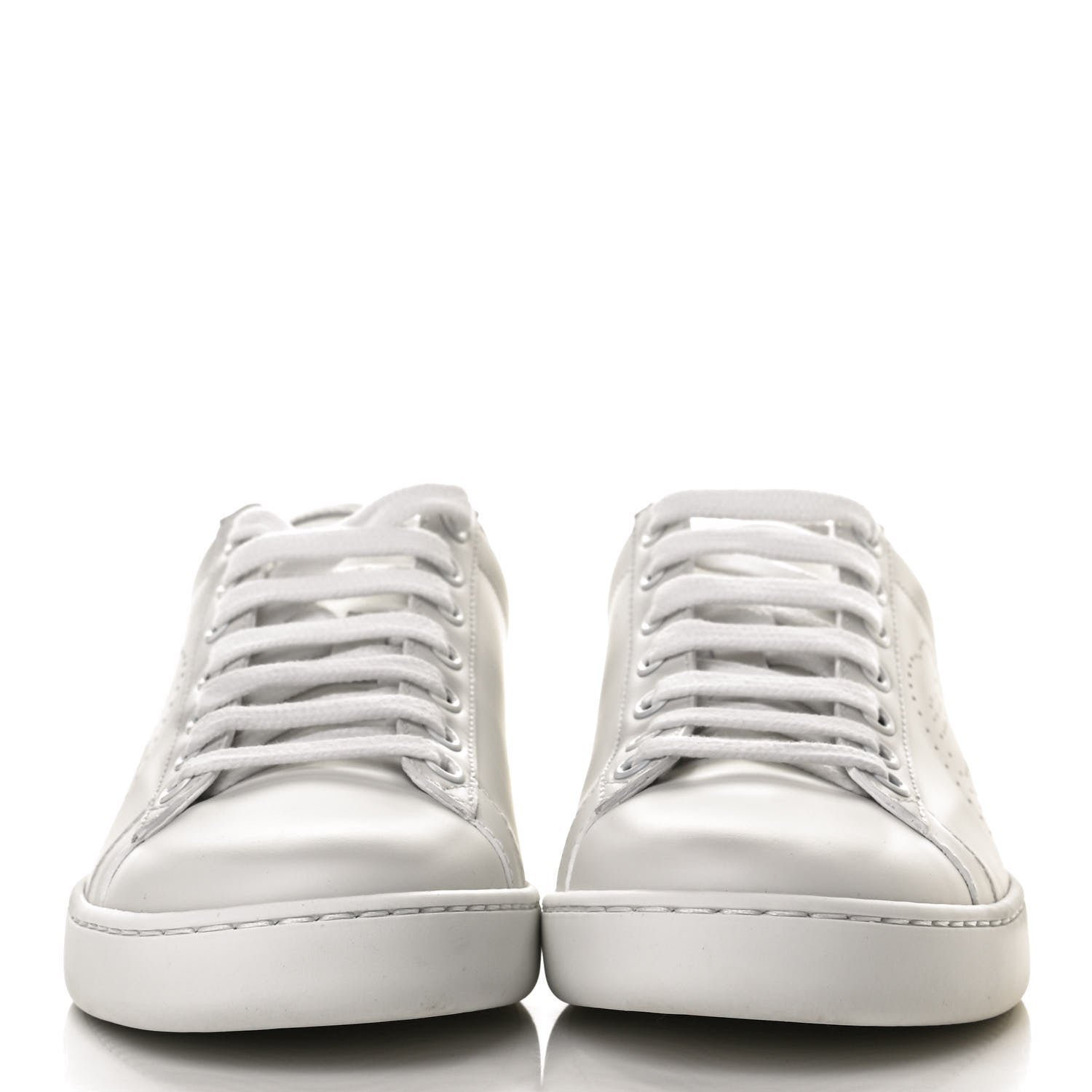 Gucci Calfskin Interlocking G Perforated Womens Ace Sneakers 35.5 White Hibiscus Red 2 of 9
