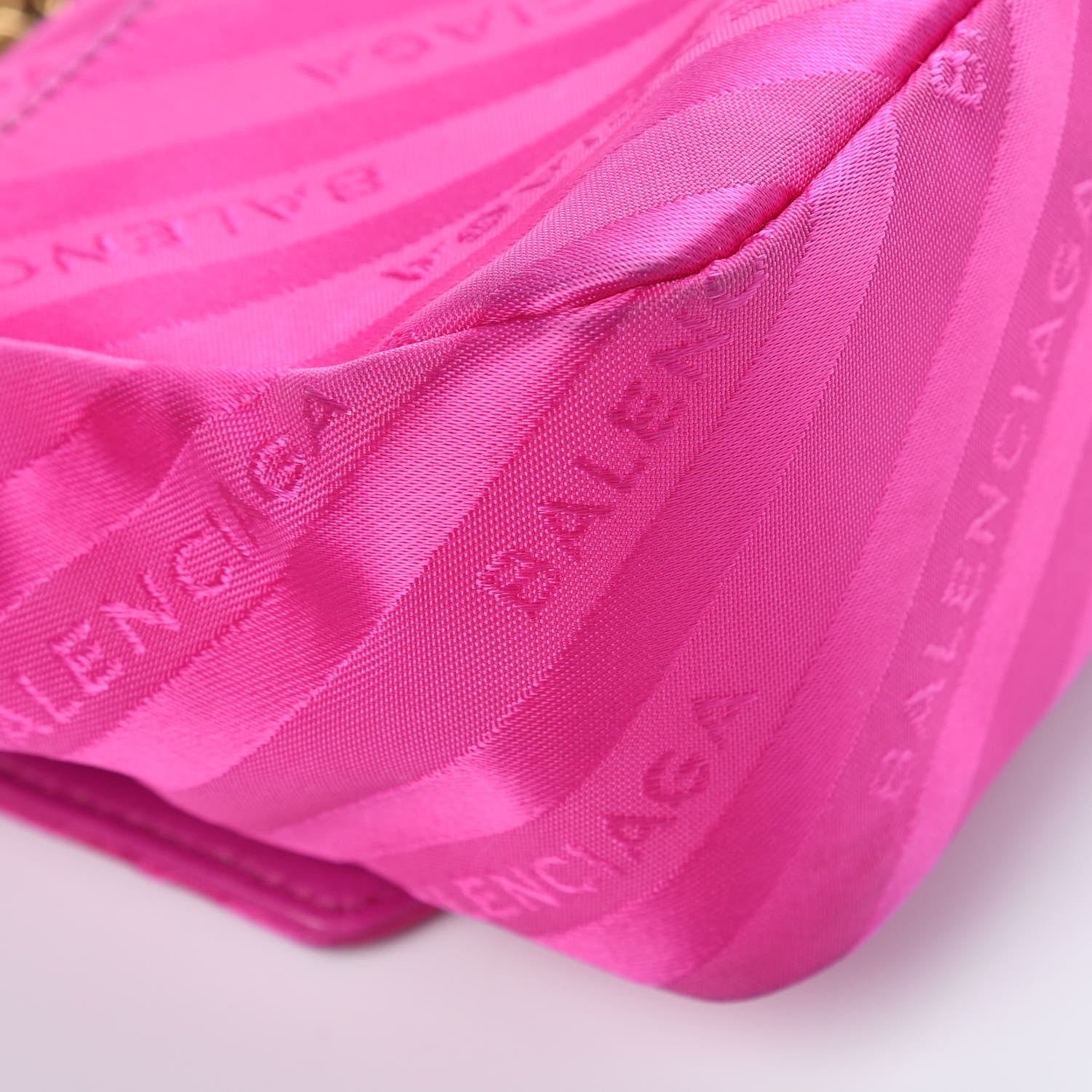 Balenciaga Nylon Jacquard Diagonal Logo S BB Round Shoulder Bag Rose Magenta 15 of 15