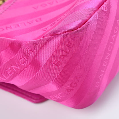 Balenciaga Nylon Jacquard Diagonal Logo S BB Round Shoulder Bag Rose Magenta 15 of 15
