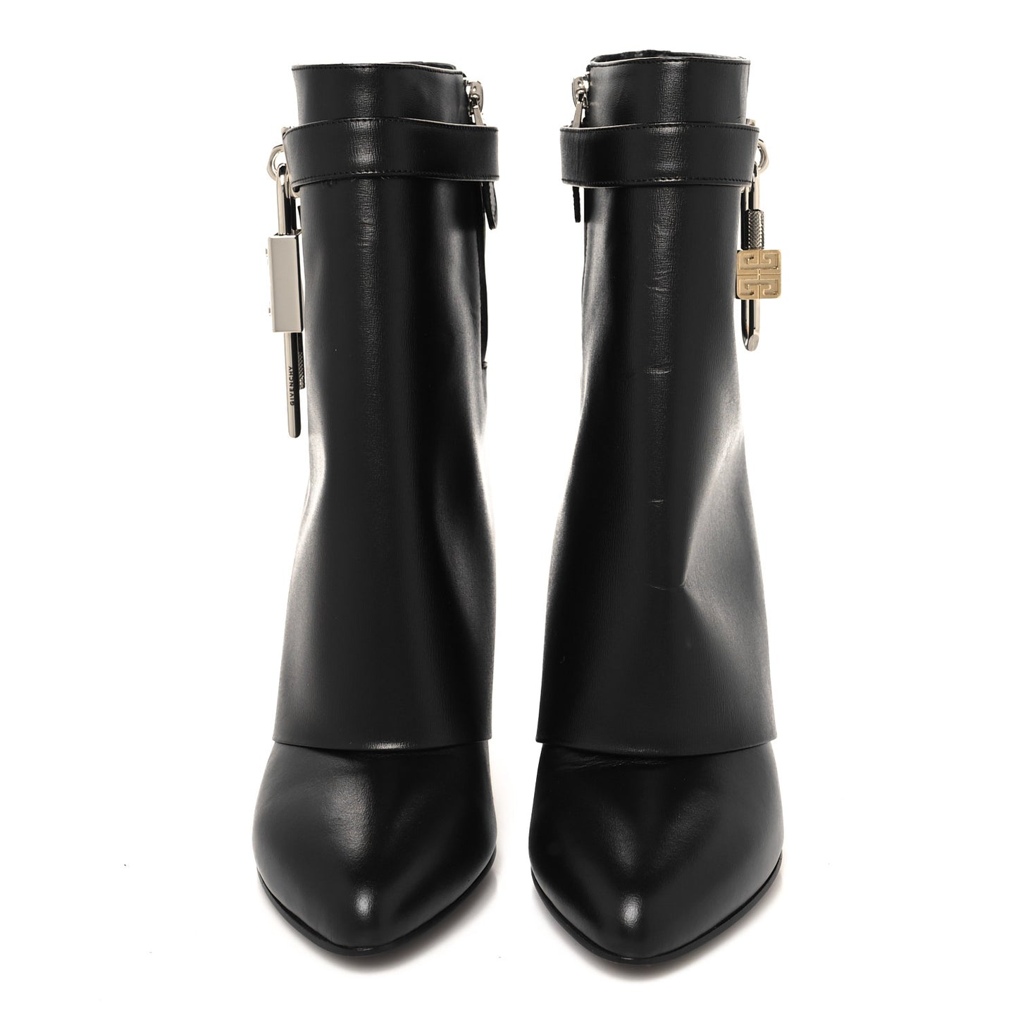Calfskin Shark Lock Ankle Boots 37 Black