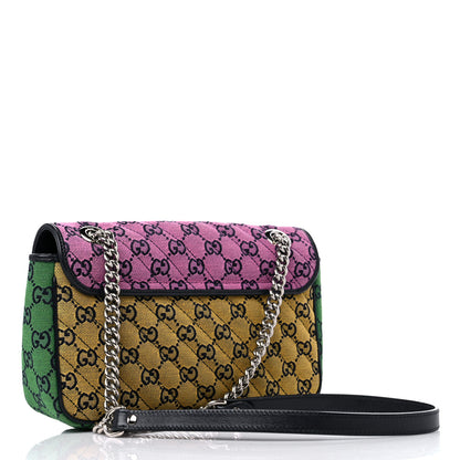 Gucci Monogram Multicolor Matelasse Diagonal Small GG Marmont Shoulder Bag Pink Blue Red Yellow Green 3 of 11