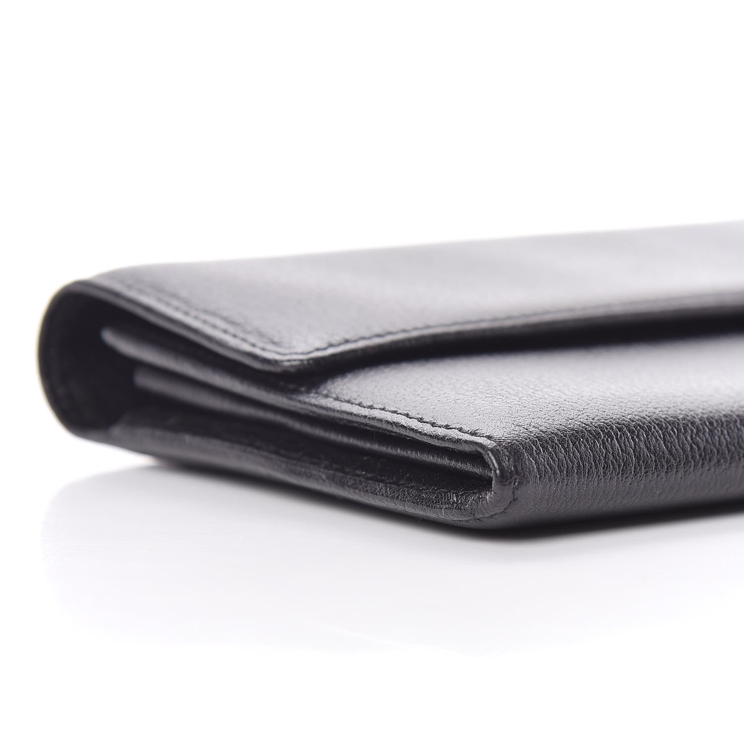Chanel Goatskin Camellia Embossed Flap Wallet Black 10 of 11