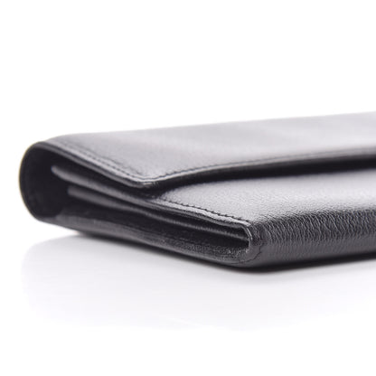 Chanel Goatskin Camellia Embossed Flap Wallet Black 10 of 11