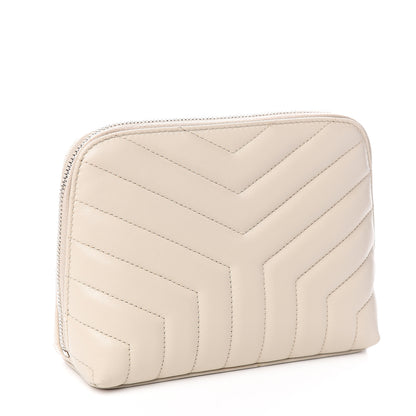Saint Laurent Lambskin Matelasse Cosmetic Case Ivory 2 of 6