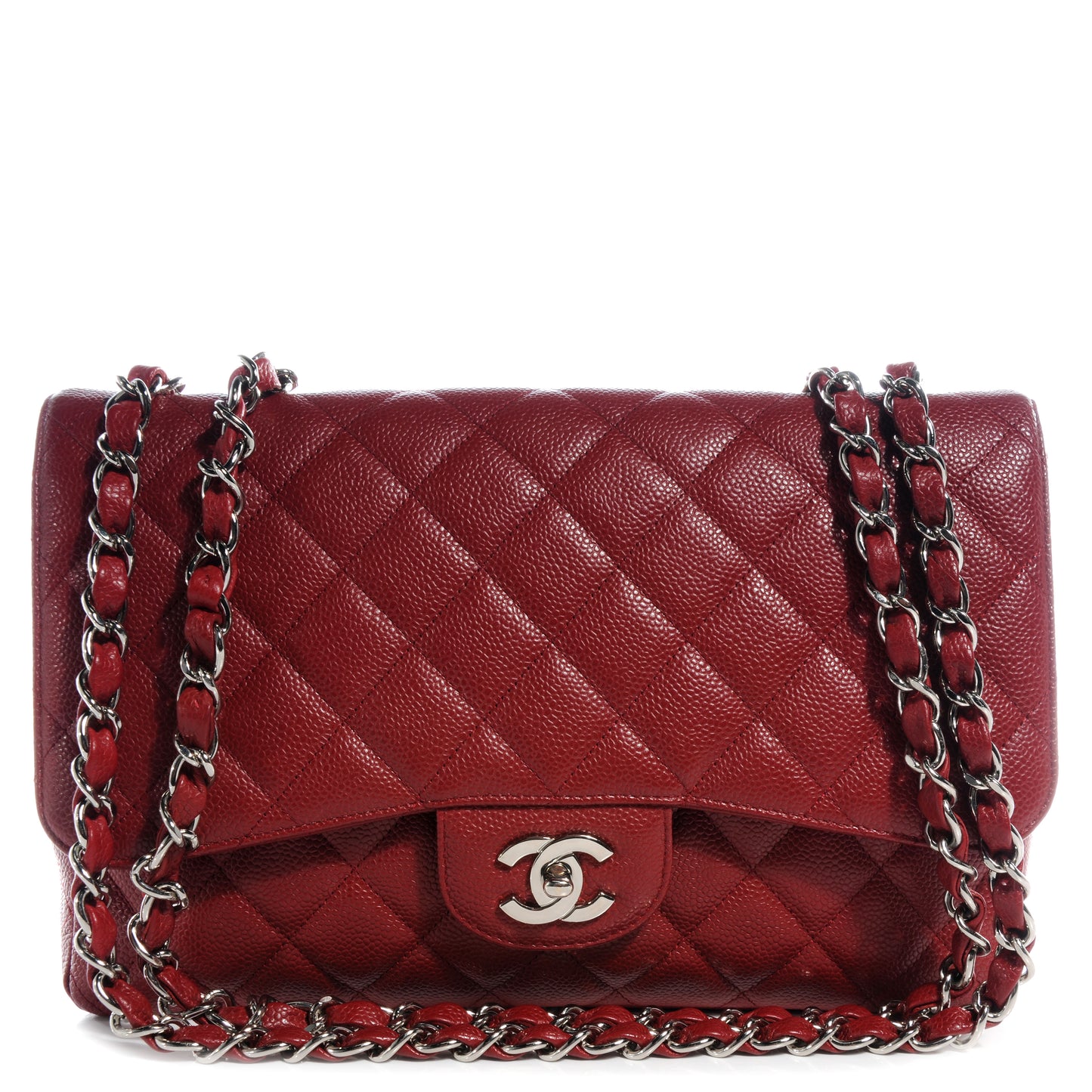 Caviar Jumbo Single Flap Red