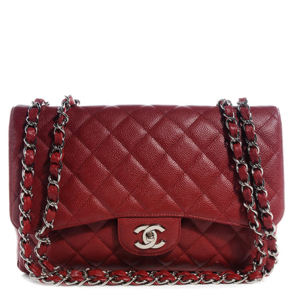 Chanel Caviar Jumbo Single Flap Red 1 of 7