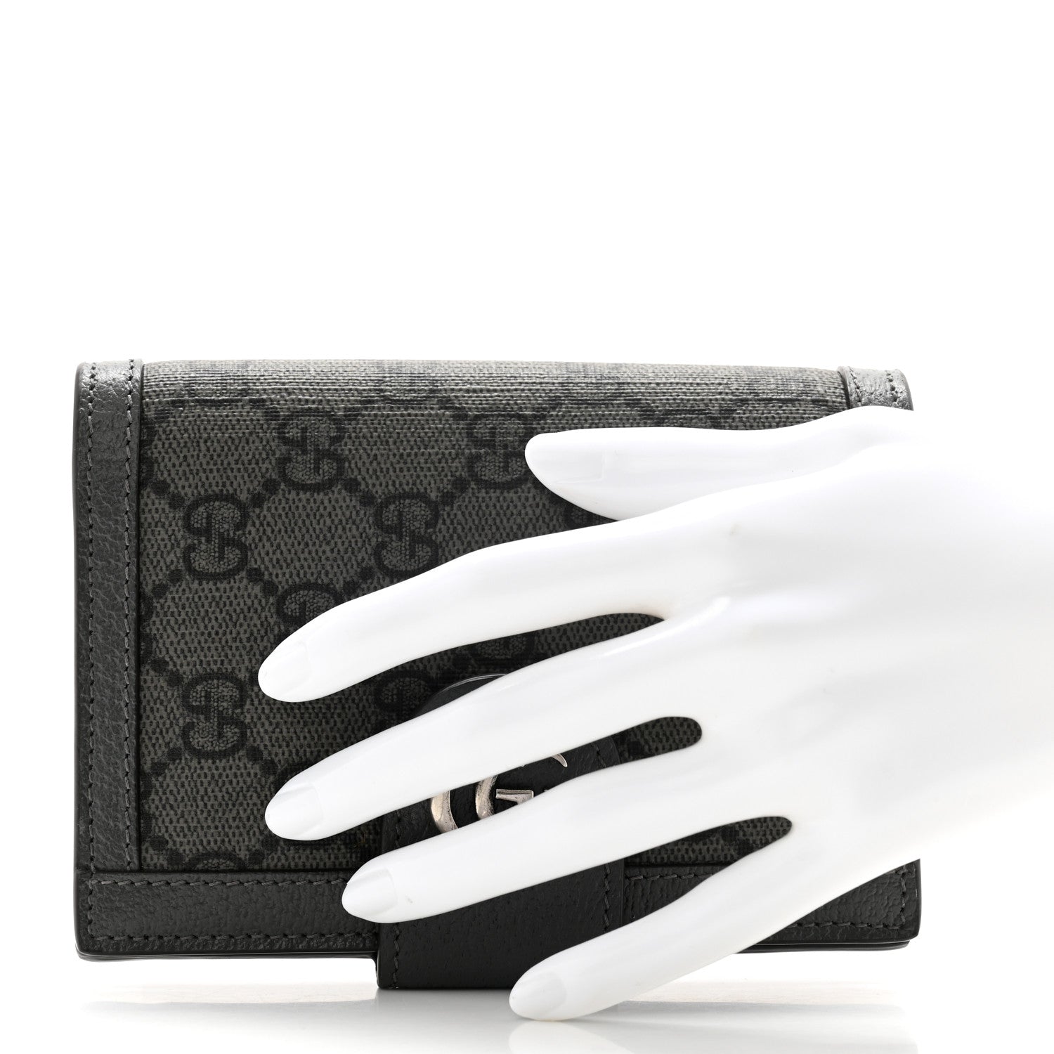 Gucci GG Supreme Monogram Textured Dollar Calfskin Web Ophidia Passport Case Grey 2 of 8