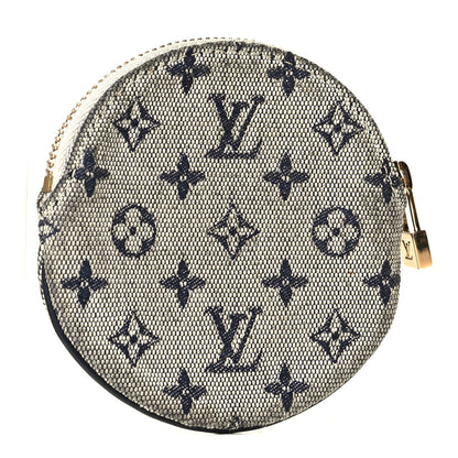 Louis Vuitton Mini Lin Croisette Round Coin Purse Blue 2 of 7