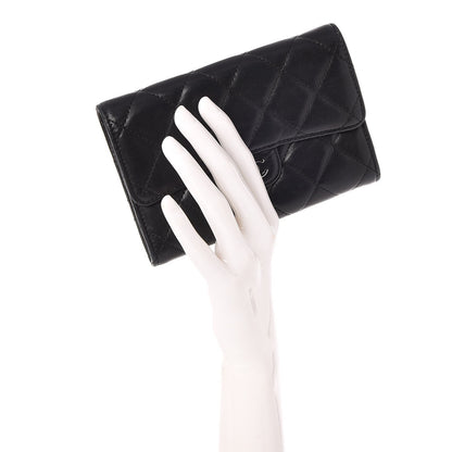 Chanel Lambskin Quilted Small Flap Wallet Black 2 of 9