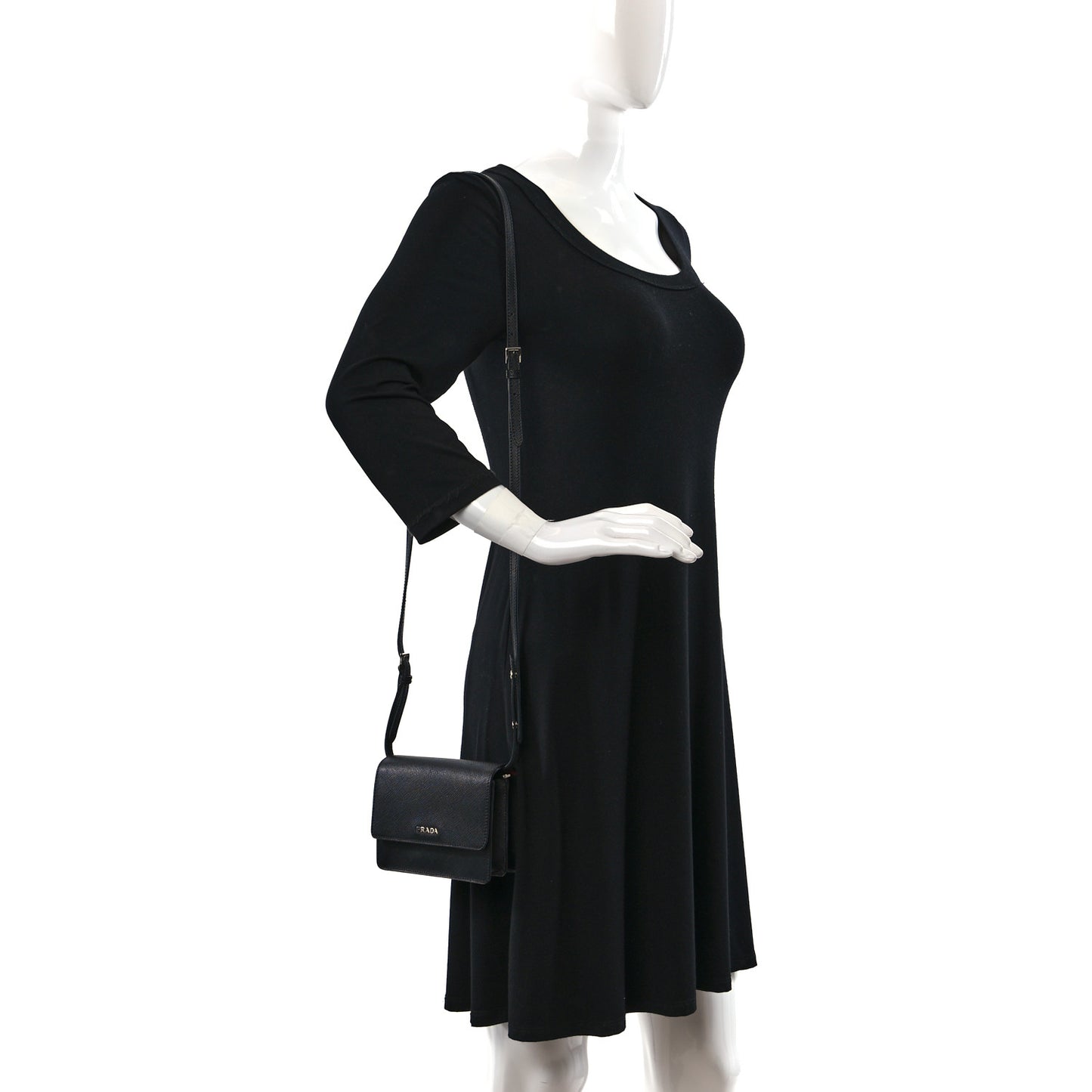 Saffiano Lux Crossbody Bag Black