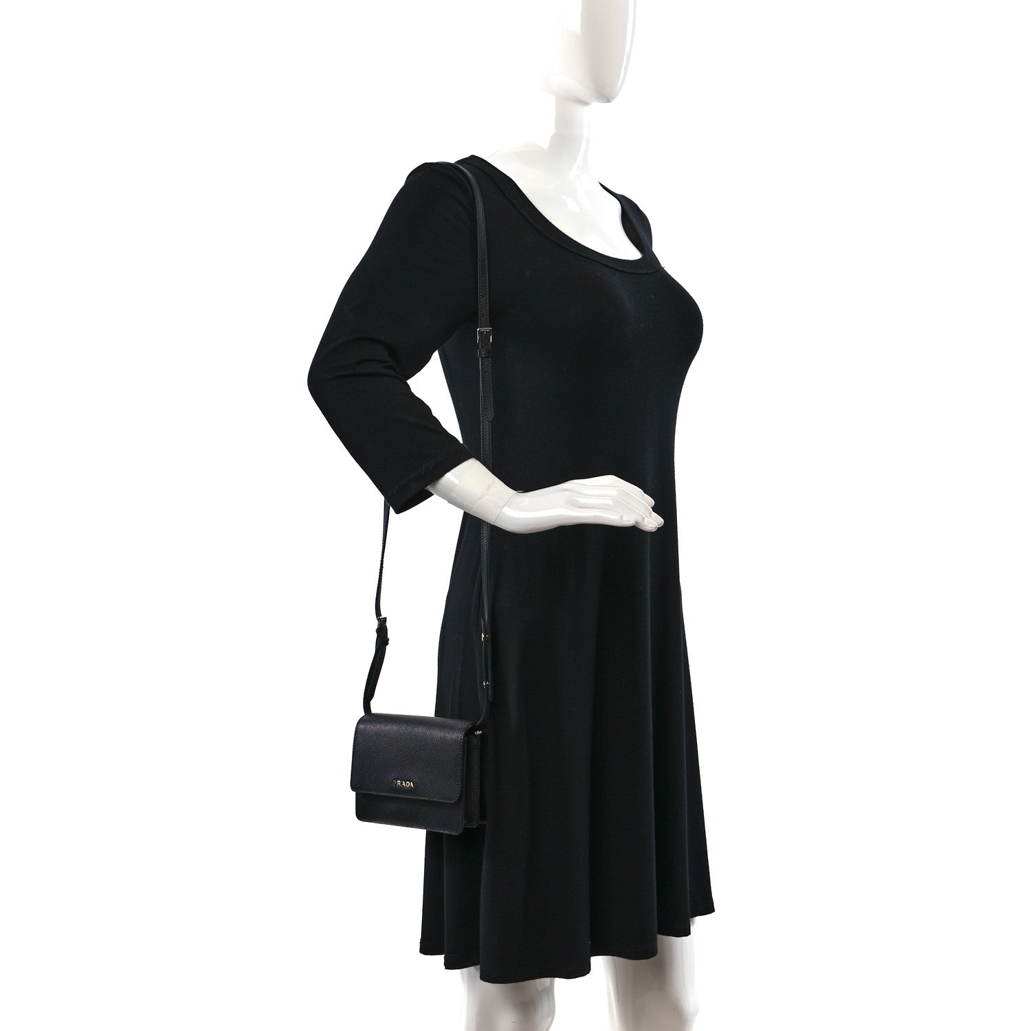 Prada Saffiano Lux Crossbody Bag Black 2 of 10