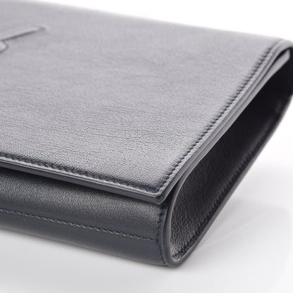 Saint Laurent Calfskin Monogram Large Belle De Jour Clutch Navy 9 of 9